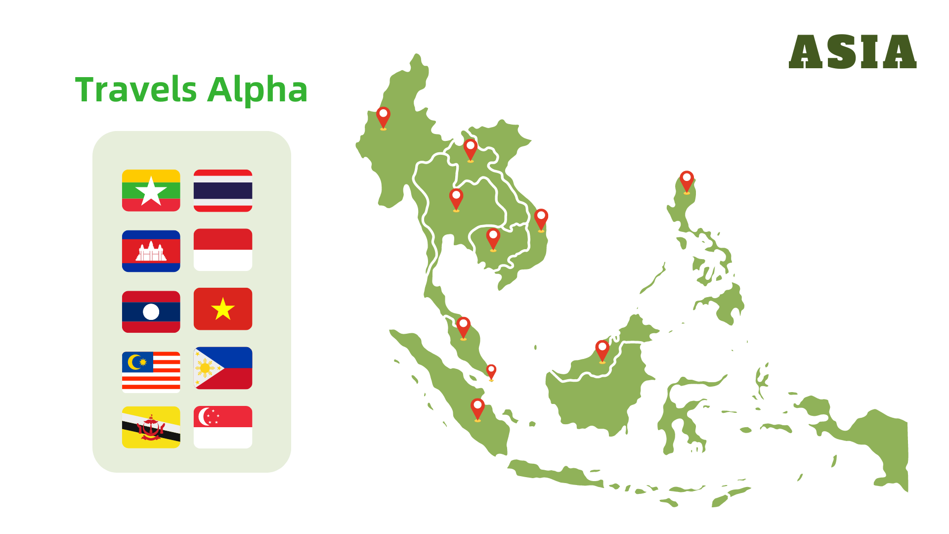 Map of Asia highlighting diverse regions from the steppes of Kazakhstan to the streets of Hanoi.