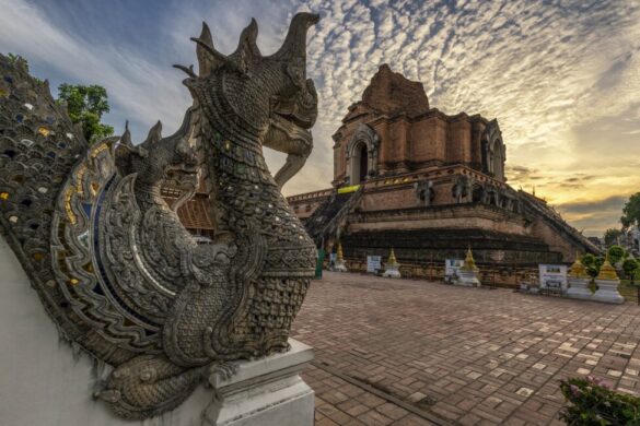 Exterior view of Lan Larb Chiang Mai restaurant with traditional Thai decor